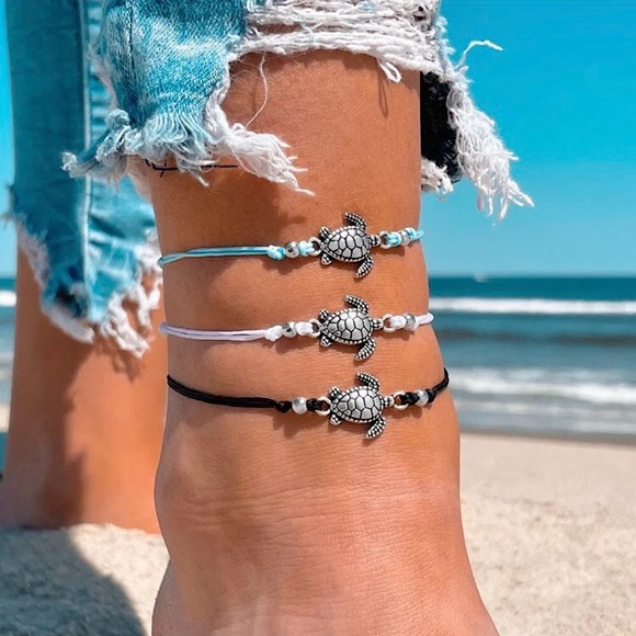 ⚜️𝟯𝟬%𝗢𝗙𝗙 𝗯𝘂𝗻𝗱𝗹𝗲𝘀 𝟯+⚜️ NEW 3 Tortoise Rope Bohemian Anklets Set - Picture 5 of 16